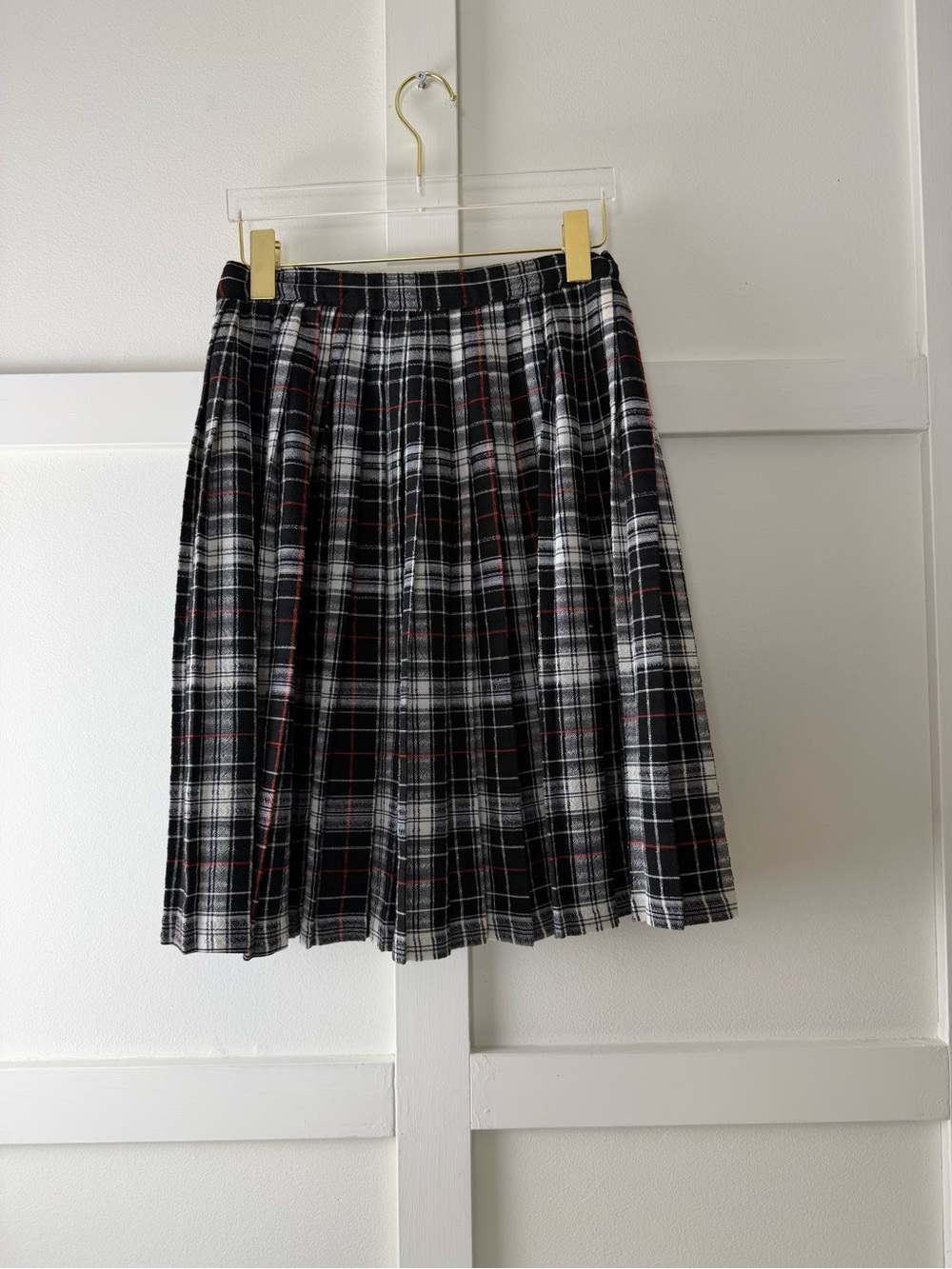 Vintage Plaid Pleated Skirt